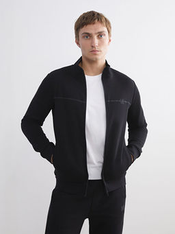 Dik Yaka Uzun Kollu Erkek Fermuarl? Sweatshirt