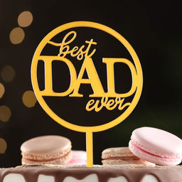 Цена за 5 шт. Топпер Best DAD ever, золото, Дарим Красиво