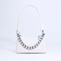 Сумка-багет на молнии, цвет белый