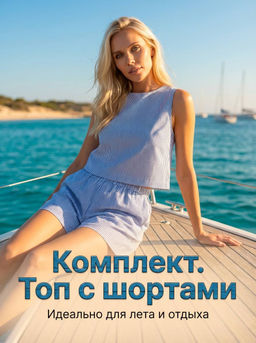Комплект с шортами на резинке, Любоваться собой (полоска, 2 в 1)