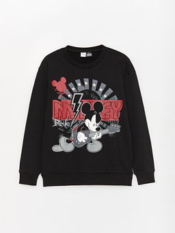 Bisiklet Yaka Mickey Mouse Bask?l? Uzun Kollu Erkek ?ocuk Sweatshirt