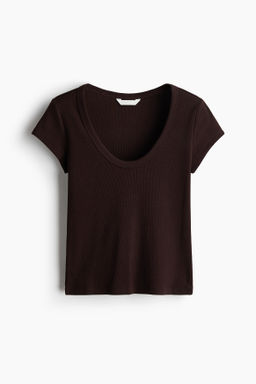 Camiseta acanalada con escote en U - H&m фото 2