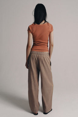 CAMISETA BOTONES CON LINO / Terracota - Zara фото 3