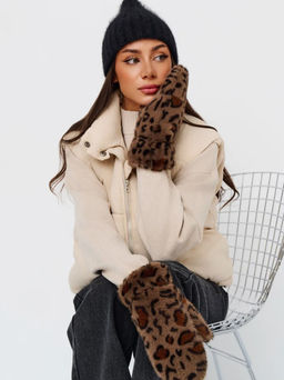 K13137 Варежки (мех внутри) КОРИЧНЕВЫЙ