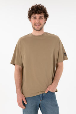 Erkek Oversize Fit Bisiklet Yaka Haki Ti__rt Sepette S_rpriz _ndirim