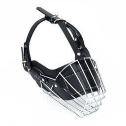 Намордник металлический №4 с трехсторонним ремешком, прессованная кожа, чёрный - Пижон фото 2