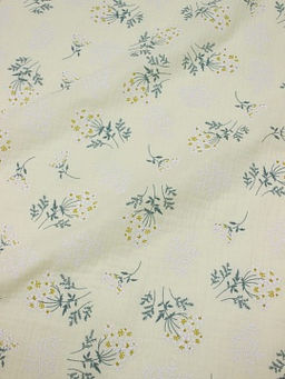 Муслин двухслойный с эф.жатости Веточки ромашки на бл.желтом с лимонным оттенком, ш.1.36м, хл-100%