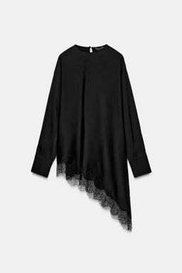 ZW COLLECTION LIMITED EDITION ASYMMETRIC LACE BLOUSE - Zara фото 5