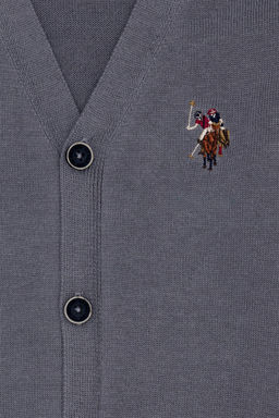 U. S. Polo Assn Зеленый меланжевый трикотажный кардиган с v-образным вырезом для мальчика - U.s. polo assn фото 8