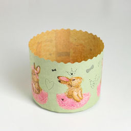 Цена за 20 шт. Форма бумажная для кулича «Зайчики», 110×85 мм, МИКС