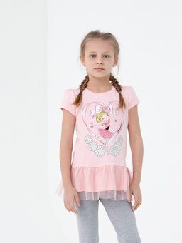 CRB wear/CSKG 63291-27-333 Платье модель "туника" для девочки,розовый/Ex.Cherubino