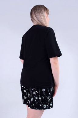 Арт. 9152 Пижама с шортами 52-58 (4 шт) Цвет:верх-черный,белый,низ-черный,белый - Калинка фото 3