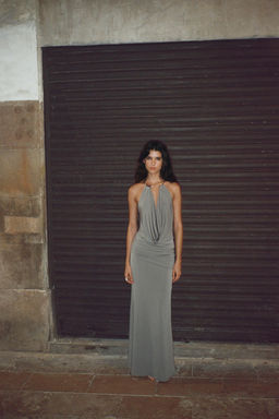 LONG DRESS WITH JEWEL COLLAR