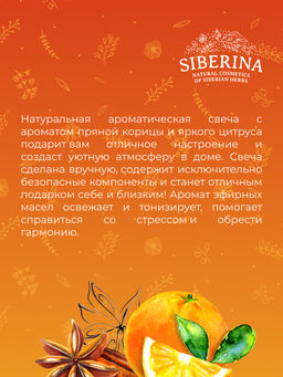 Аромасвеча "Апельсин и корица" 100 мл SIBERINA