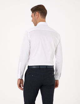 Beyaz %100 Pamuk Parlak Saten Regular Fit Uzun Kollu Basic G_mlek