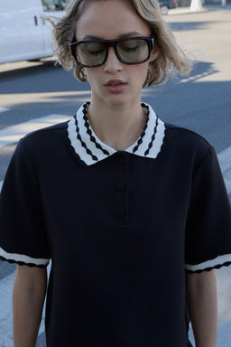 TOP POLO COMBINADO / Negro