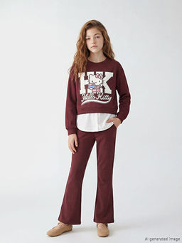 Hello Kitty Bask?l? K?z ?ocuk Sweatshirt ve Tayt