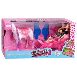 Карета "Семейная прогулка" с лошадкой и куклой, в коробке