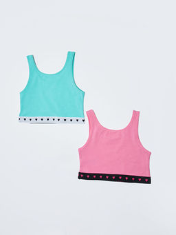 Bask?l? Pamuklu K?z ?ocuk B?stiyer 2li - Waikiki фото 2