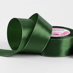 Цена за 2 шт. Лента атласная, с серебряным люрексом, 40 мм, 23±1 м, зелёная №49