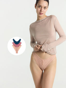 Трусы женские слип-бикини мультипак (3 шт.) в бежевом цвете