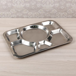 Поднос, 6 секций, 39.5×29×1.5 см, нержавеющая сталь, серебристый