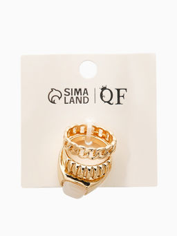 Набор колец 3 шт "Новый стиль" цепь, размер МИКС, цвет белый в золоте