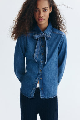 Blusa denim con lazada - H&m фото 5