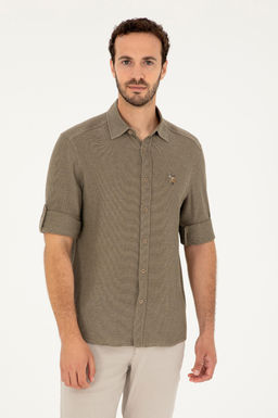 U. S. Polo Assn / Мужская рубашка цвета хаки с длинным рукавом