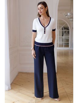 Джемпер с V-вырезом с коротким рукавом из вискозы