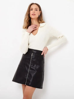 K10815 Юбка из экокожи ЧЕРНЫЙ