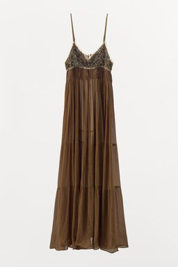 BEADED LACE PLISSE DRESS - Zara фото 5