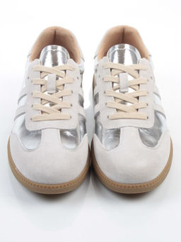 03-270-6C GREY/SILVER Кеды женские (натуральная кожа)