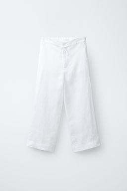 PANTAL?N RECTO 100% LINO / Blanco roto