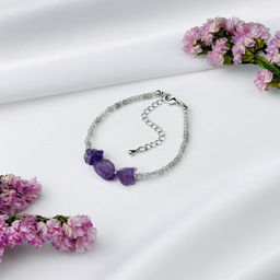 Браслет из Лабрадора и Аметиста 16 см +