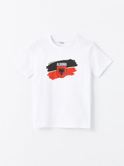 Bisiklet Yaka Bask?l? K?sa Kollu Erkek ?ocuk Ti??rt