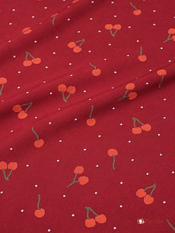 Штапель Премиум Маленькие вишенки с точками на малиновом, ш.1.43м, вискоза-100%, 120гр/м.кв - Купава фото 5