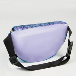 Сумка детская для девочки поясная Мопс, с пайетками, на молнии, сиреневая - NAZAMOK KIDS фото 3