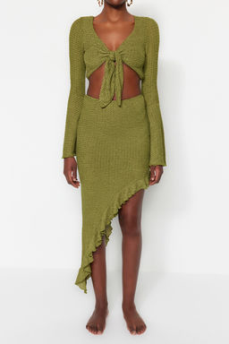 Plaj Giyim Beyaz Dokuma F?rf?rl? Bluz-Etek Tak?m TBESS23AU00040 - Trendyolmilla фото 13