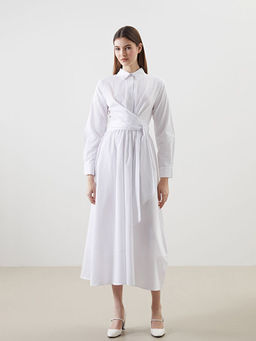 G?mlek Yaka Poplin Elbise