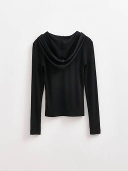 CONTE Джемпер в рубчик с капюшоном LD 2959 black