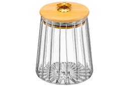 Банка стеклянная 650 мл 10*10*13 см с деревянной крышкой с силиконовым уплотнителем