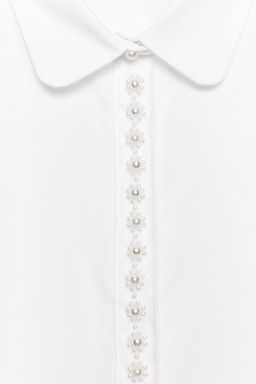 CAMISA POPEL?N PERLAS / Blanco - Zara фото 3
