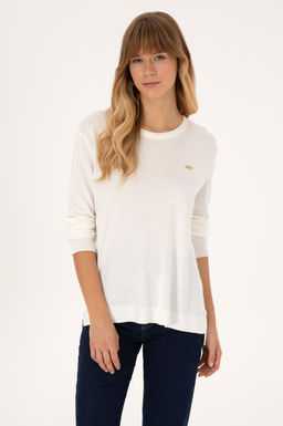 Kad_n Ekru Bisiklet Yaka Basic Kazak