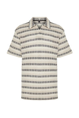 TRENDYOL MAN Ekru Oversize/Genis Kesim Dusuk Omuz Limited Edition Cizgili Polo Yaka T-shirt TMNSS24PO00023 - Trendyolmilla фото 7