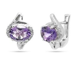 Серьги из серебра аметист, Кипр