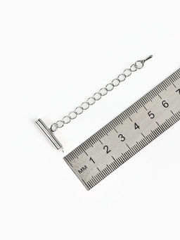 Цена за 2 шт. Концевик для браслета из бисера (пара) 20 мм, с цепочкой удлинителем, цвет серебро