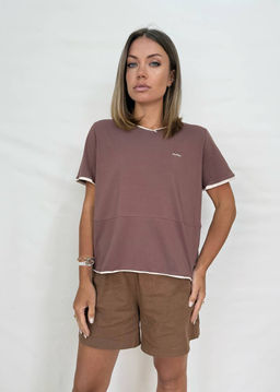 K12855 Футболка OVER SIZE КОРИЧНЕВЫЙ
