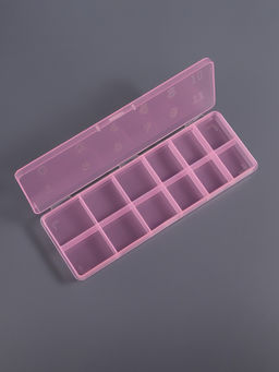 Цена за 2 шт. Органайзер для хранения мелочей, 12 секций, размер 18.4×6.7×2 см, прозрачный, розовый