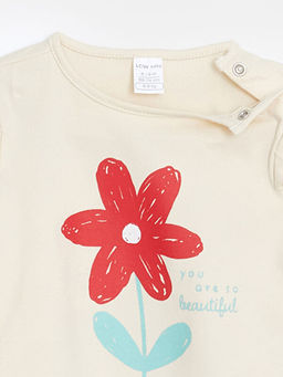 Bisiklet Yaka Bask?l? K?z ?ocuk Ti??rt